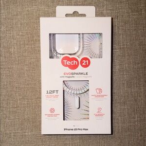 Tech21 EvoSparkle MagSafe Case for iPhone 15 Pro Max - Clear Sparkle